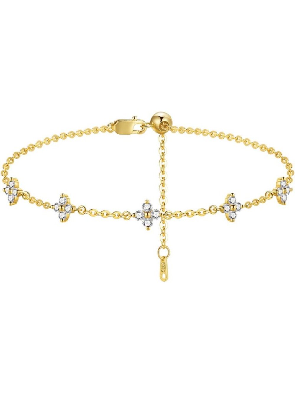 Elegant Moissanite Link Bracelet for Women - 925 Sterling Silver Jewelry